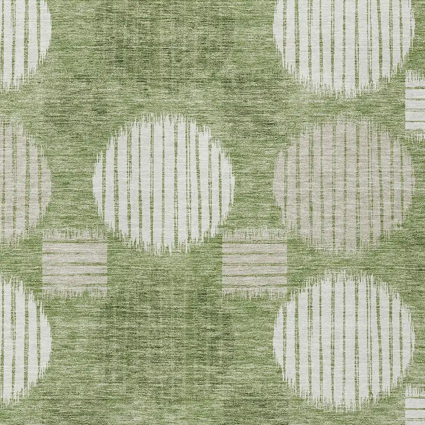 Green And Ivory Geometric Washable Indoor Outdoor Area Rug Photo 6