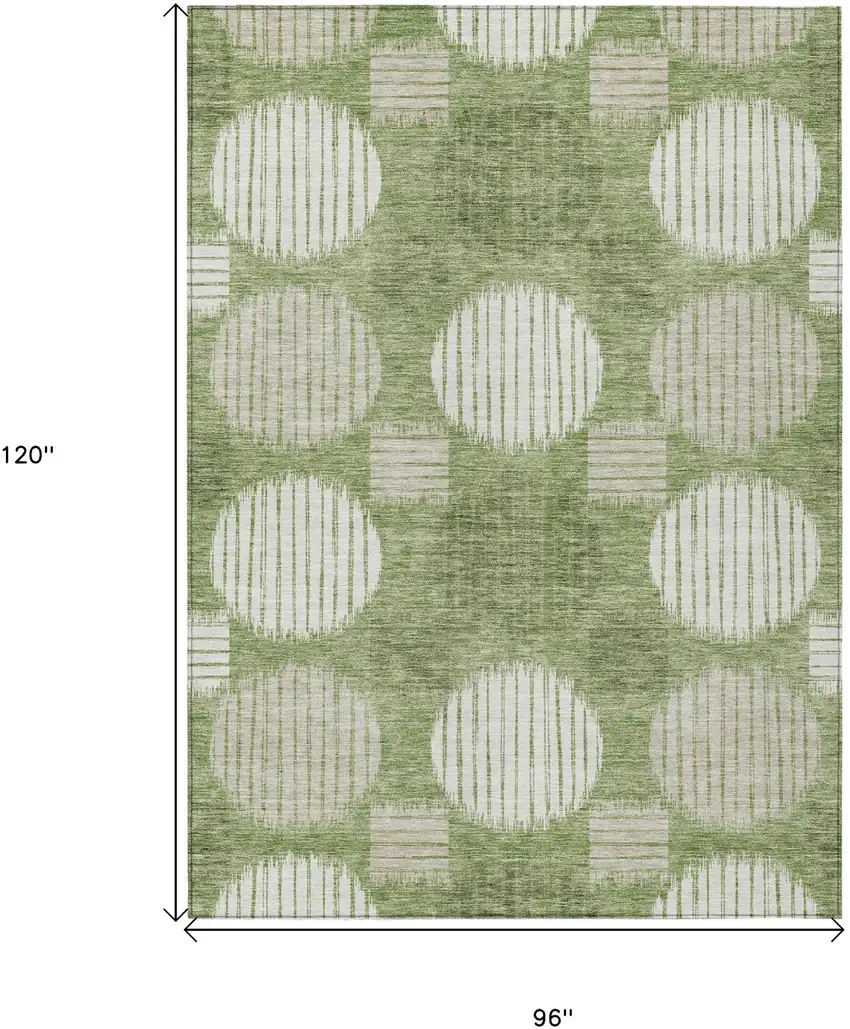 Green And Ivory Geometric Washable Indoor Outdoor Area Rug Photo 3