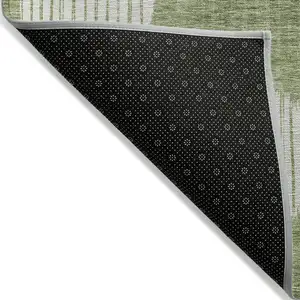 Photo of Green And Ivory Geometric Washable Indoor Outdoor Area Rug