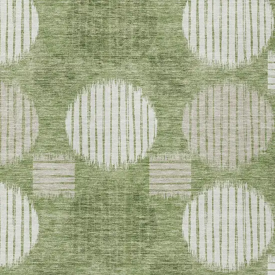 Green And Ivory Geometric Washable Indoor Outdoor Area Rug Photo 6