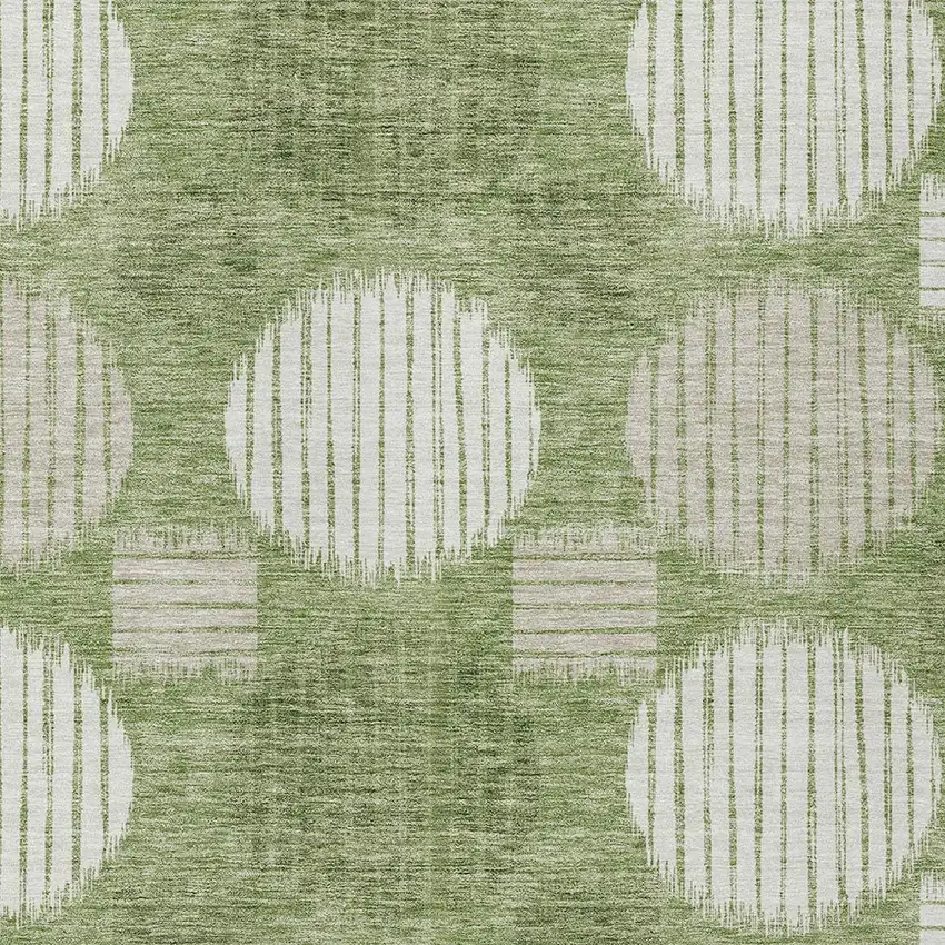 Green And Ivory Geometric Washable Indoor Outdoor Area Rug Photo 6