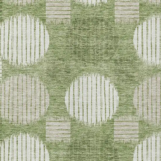 Green And Ivory Geometric Washable Indoor Outdoor Area Rug Photo 6