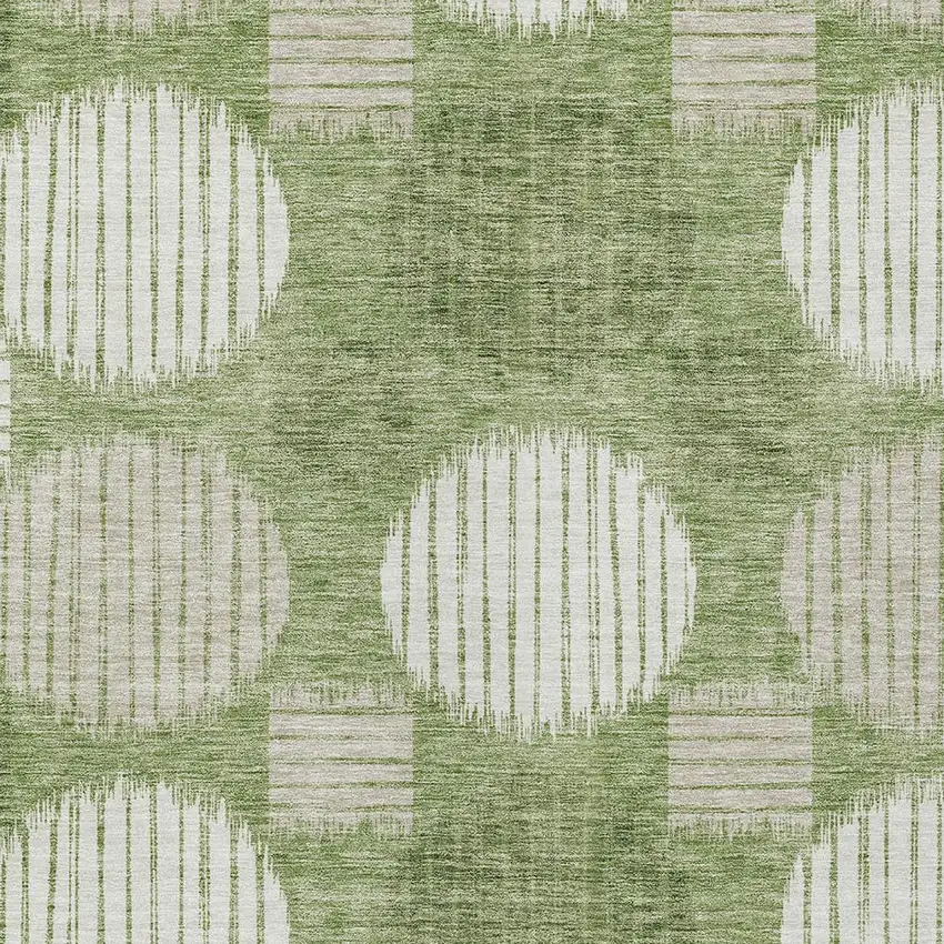 Green And Ivory Geometric Washable Indoor Outdoor Area Rug Photo 6