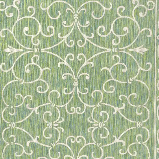 Green And Ivory Medallion Indoor Outdoor Area Rug Photo 2