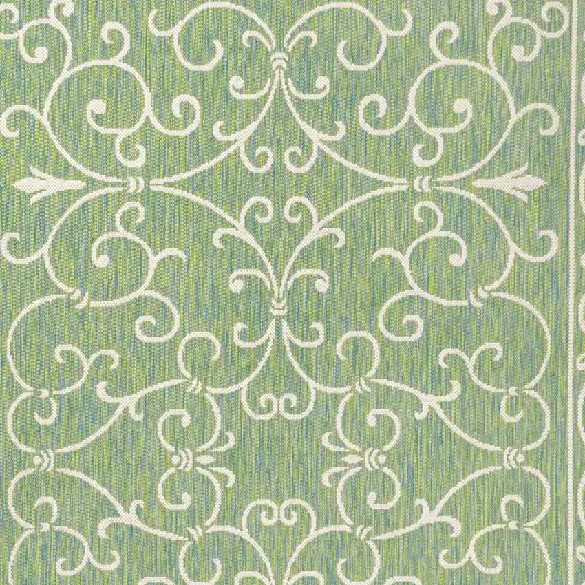 Green And Ivory Medallion Indoor Outdoor Area Rug Photo 2