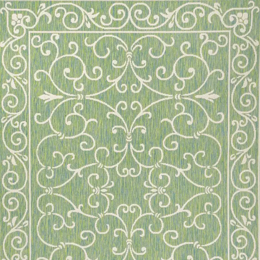 Green And Ivory Medallion Indoor Outdoor Area Rug Photo 3
