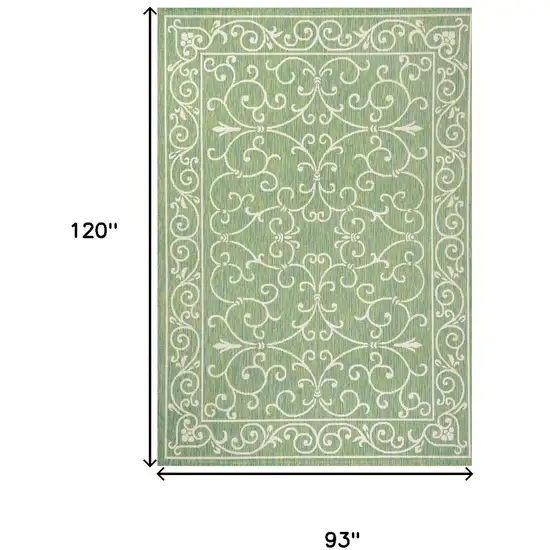 Green And Ivory Medallion Indoor Outdoor Area Rug Photo 5