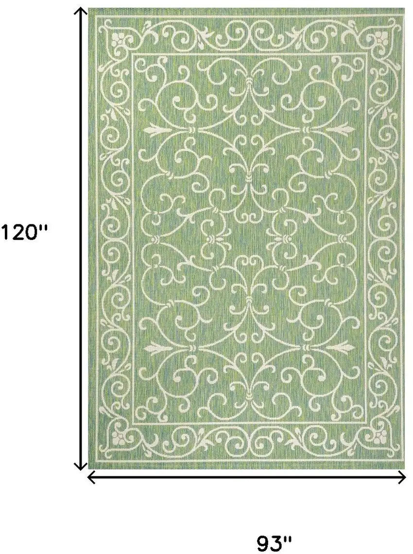Green And Ivory Medallion Indoor Outdoor Area Rug Photo 5