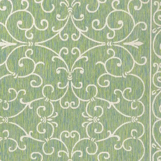 Green And Ivory Medallion Indoor Outdoor Area Rug Photo 2