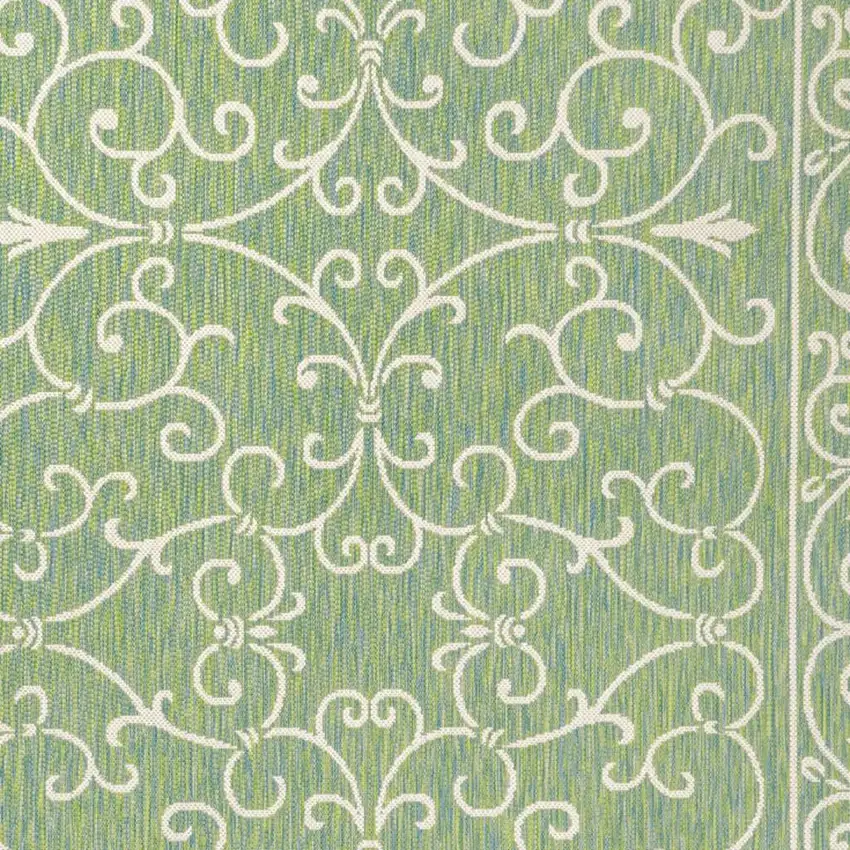 Green And Ivory Medallion Indoor Outdoor Area Rug Photo 2