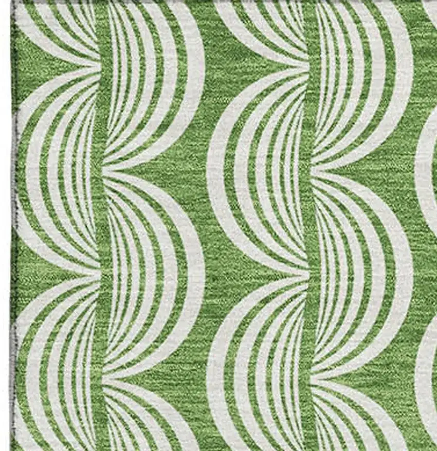 Green And Ivory Ogee Washable Area Rug With UV Protection Photo 3