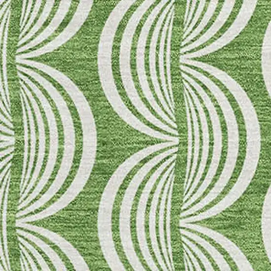 Green And Ivory Ogee Washable Area Rug With UV Protection Photo 2
