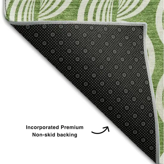 Green And Ivory Ogee Washable Area Rug With UV Protection Photo 6