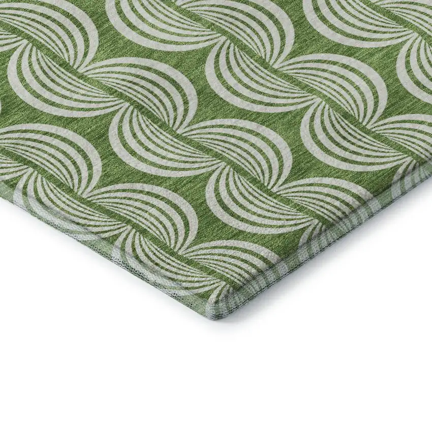 Green And Ivory Ogee Washable Area Rug With UV Protection Photo 7