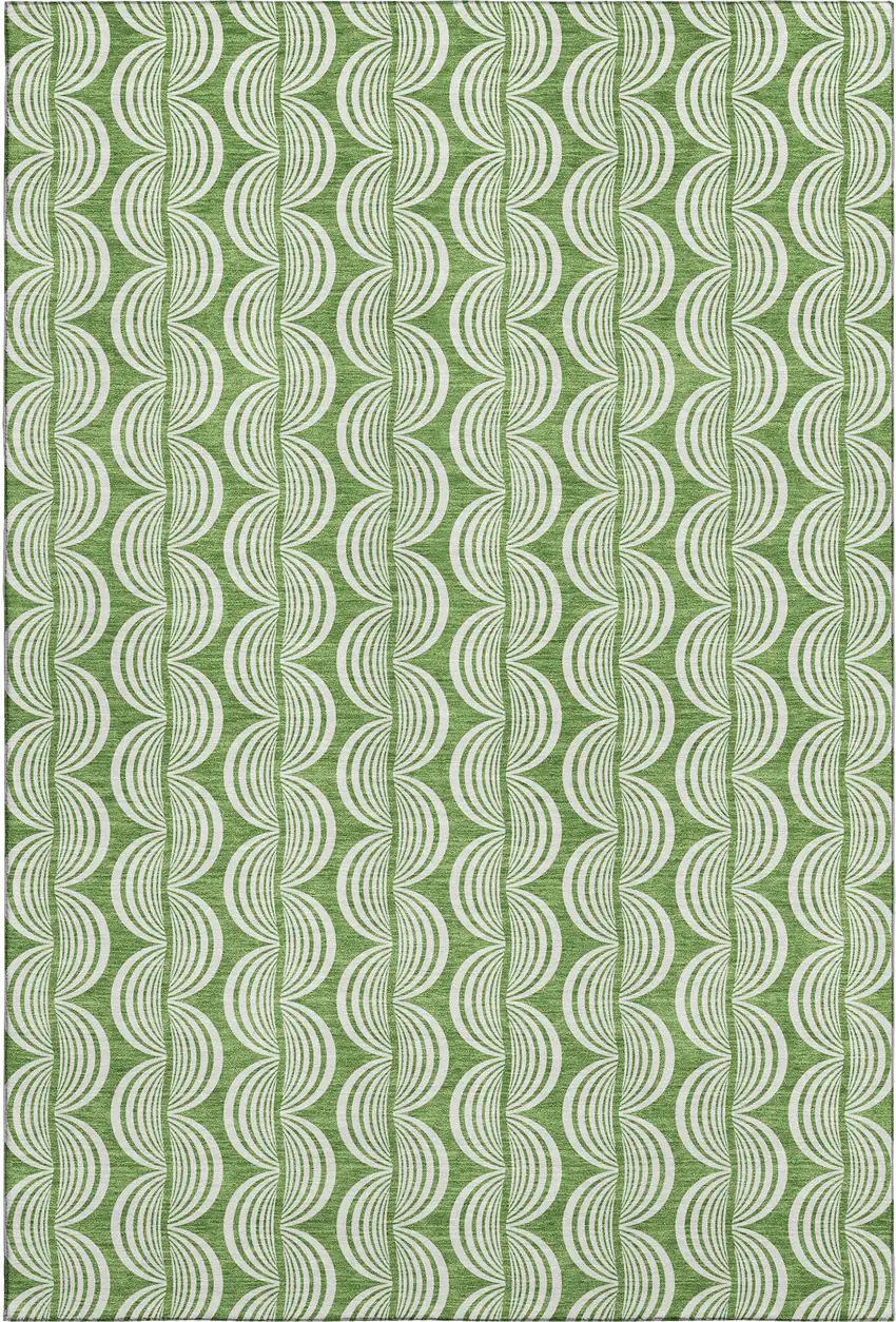 Green And Ivory Ogee Washable Area Rug With UV Protection Photo 1