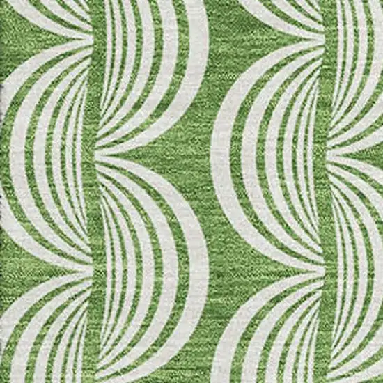 Green And Ivory Ogee Washable Area Rug With UV Protection Photo 2