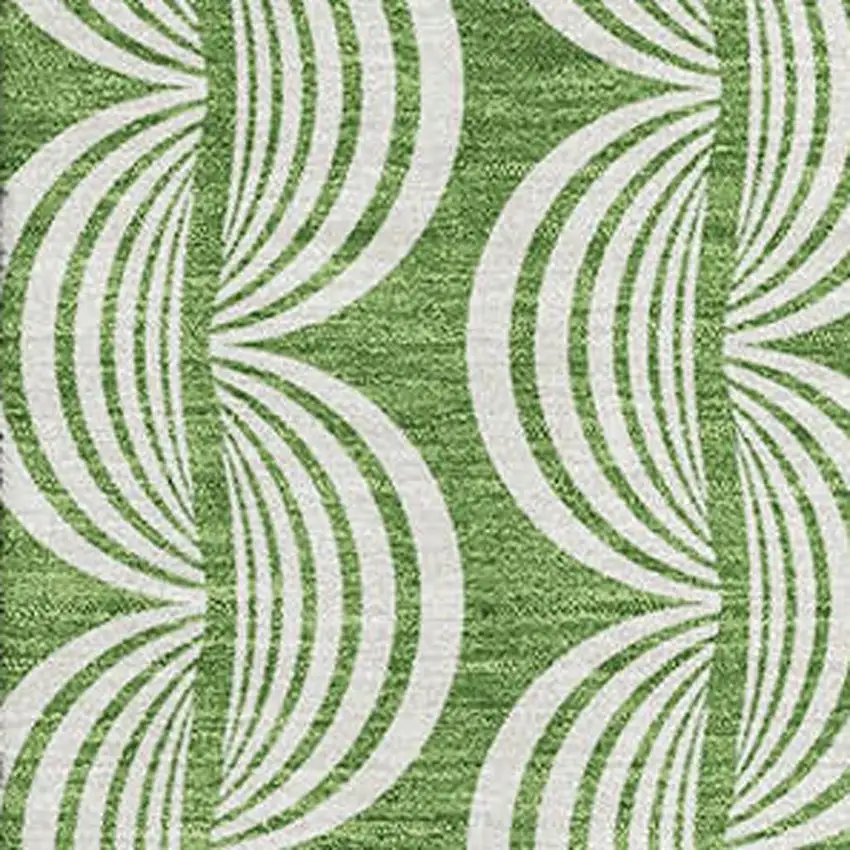 Green And Ivory Ogee Washable Area Rug With UV Protection Photo 2