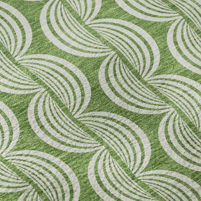 Green And Ivory Ogee Washable Area Rug With UV Protection Photo 9