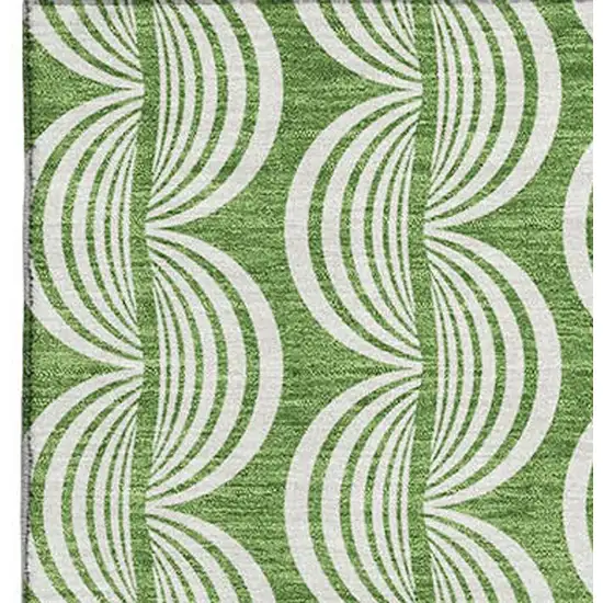 Green And Ivory Ogee Washable Area Rug With UV Protection Photo 2