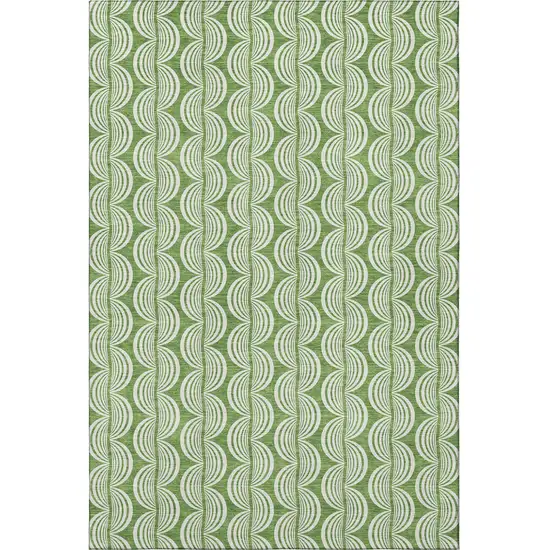 Green And Ivory Ogee Washable Area Rug With UV Protection Photo 3