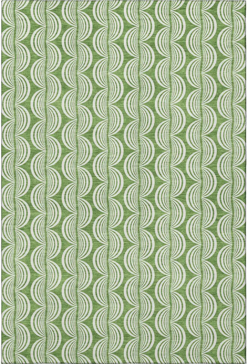 Green And Ivory Ogee Washable Area Rug With UV Protection Photo 2