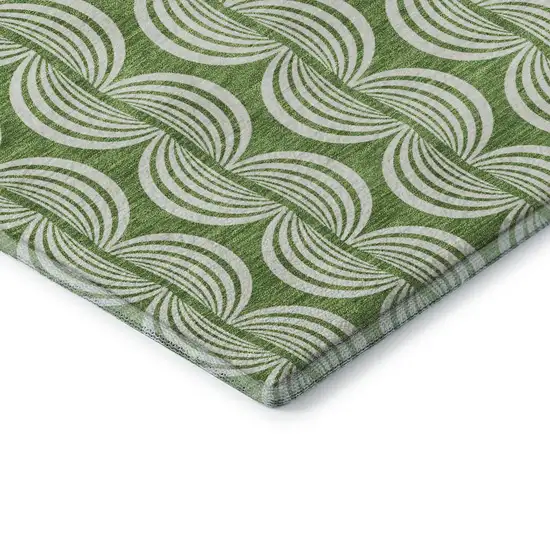 Green And Ivory Ogee Washable Area Rug With UV Protection Photo 6