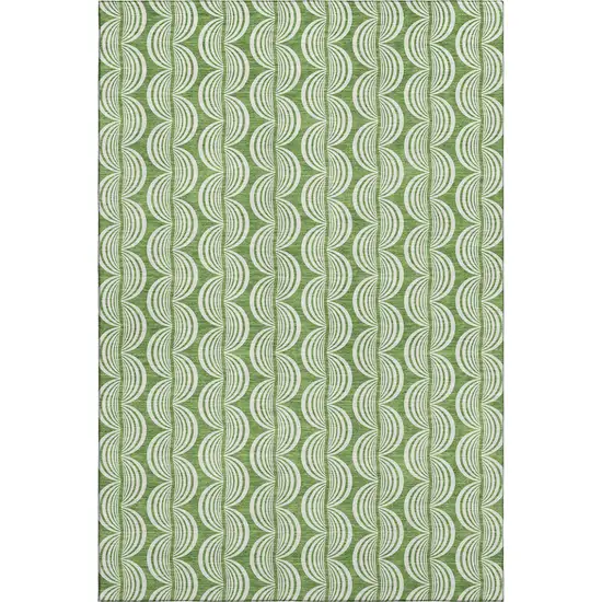 Green And Ivory Ogee Washable Area Rug With UV Protection Photo 1
