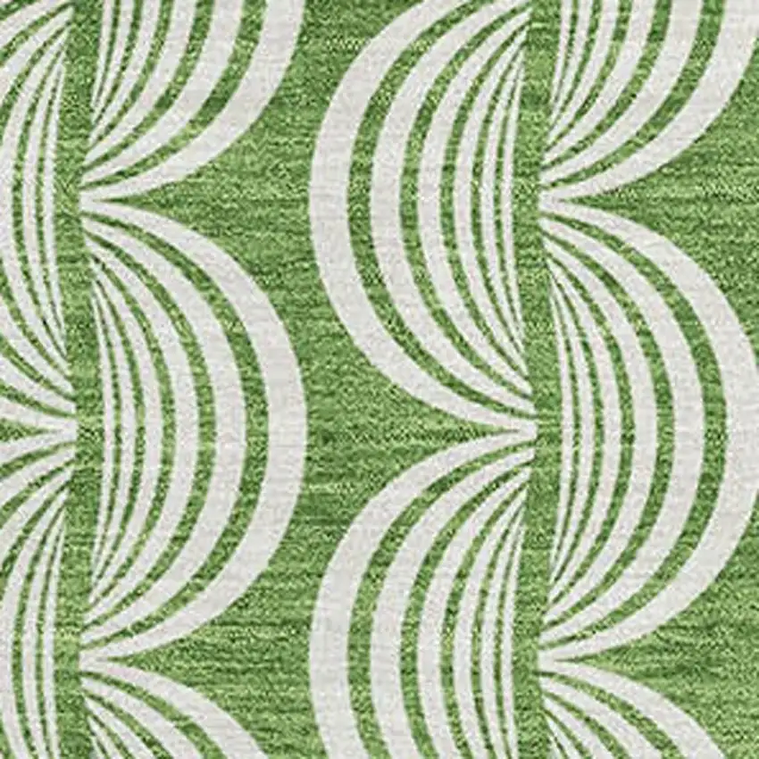 Green And Ivory Ogee Washable Area Rug With UV Protection Photo 2