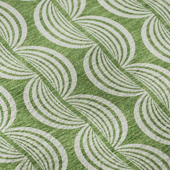 Green And Ivory Ogee Washable Area Rug With UV Protection Photo 9
