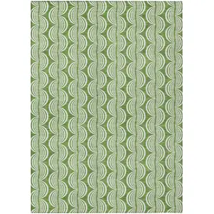 Photo of Green And Ivory Ogee Washable Indoor Outdoor Area Rug