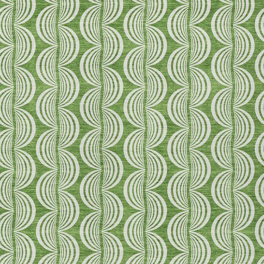 Green And Ivory Ogee Washable Indoor Outdoor Area Rug Photo 5