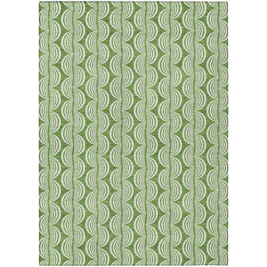 Green And Ivory Ogee Washable Indoor Outdoor Area Rug Photo 2