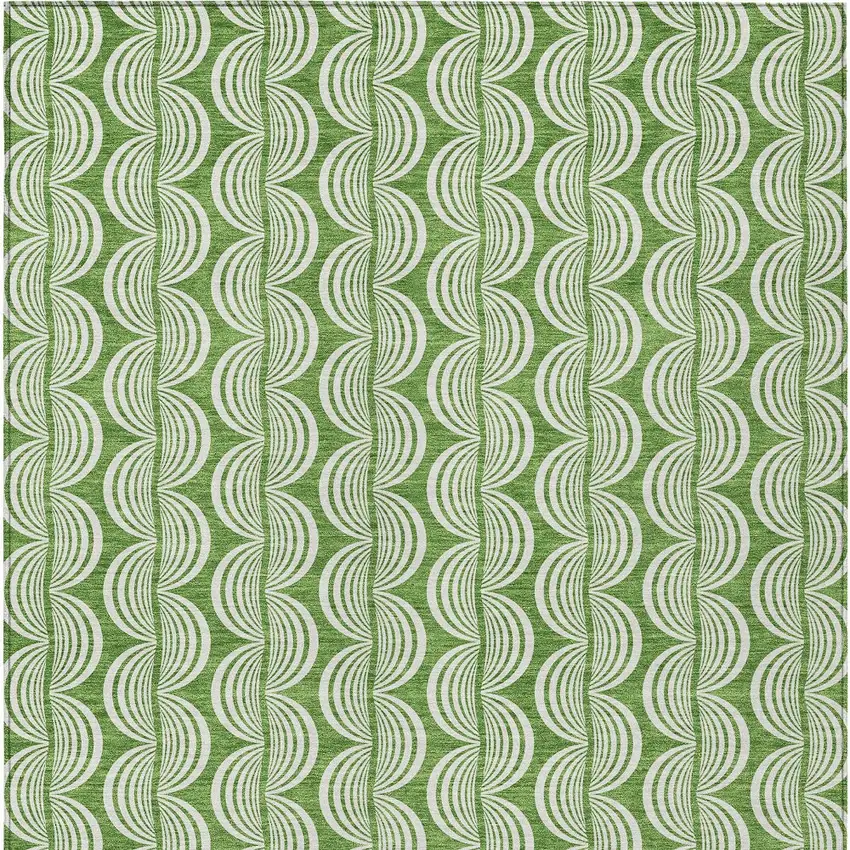 Green And Ivory Ogee Washable Indoor Outdoor Area Rug Photo 5