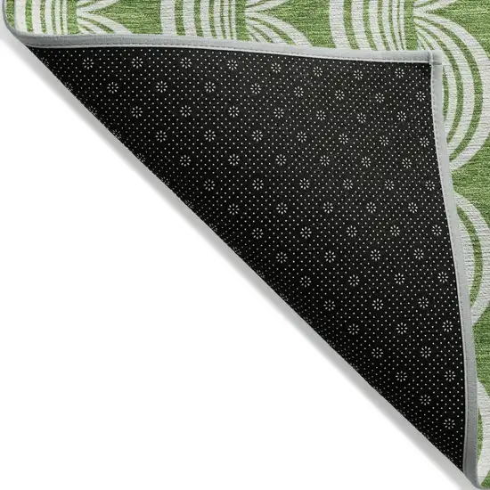 Green And Ivory Ogee Washable Indoor Outdoor Area Rug Photo 3
