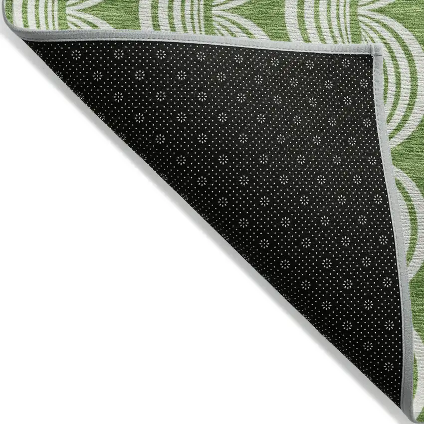 Green And Ivory Ogee Washable Indoor Outdoor Area Rug Photo 3