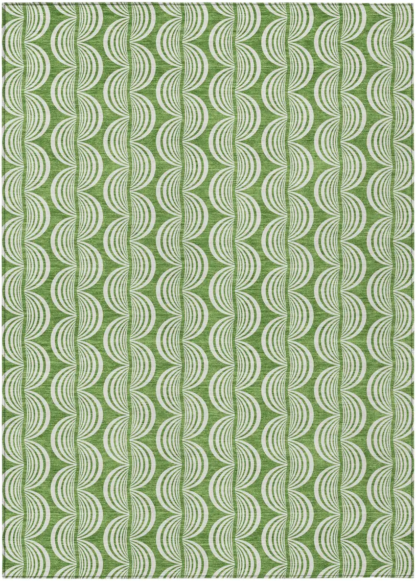 Green And Ivory Ogee Washable Indoor Outdoor Area Rug Photo 2