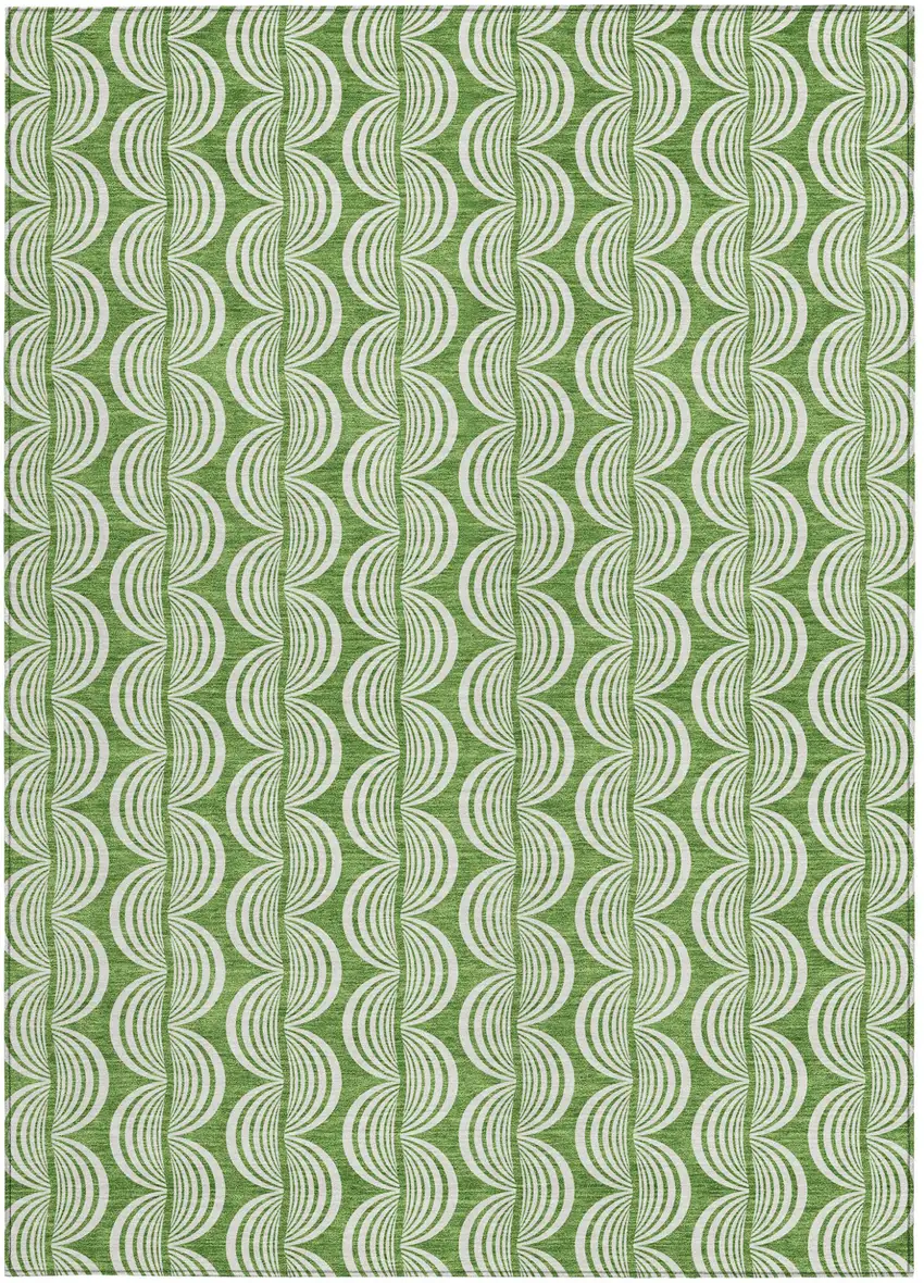 Green And Ivory Ogee Washable Indoor Outdoor Area Rug Photo 5