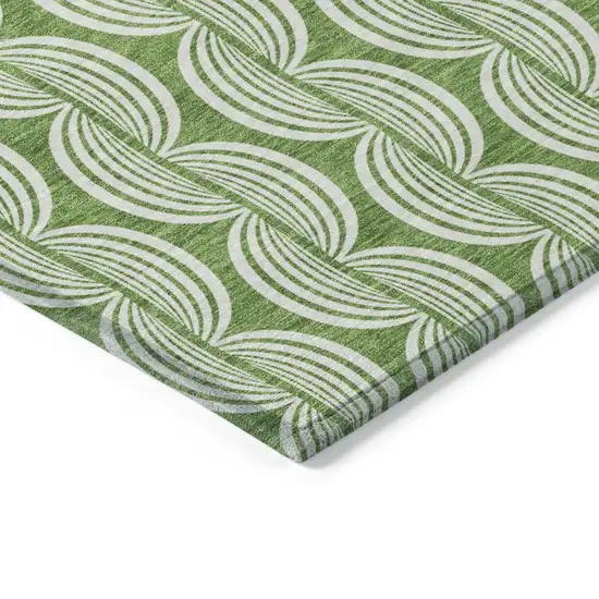 Green And Ivory Ogee Washable Indoor Outdoor Area Rug Photo 4