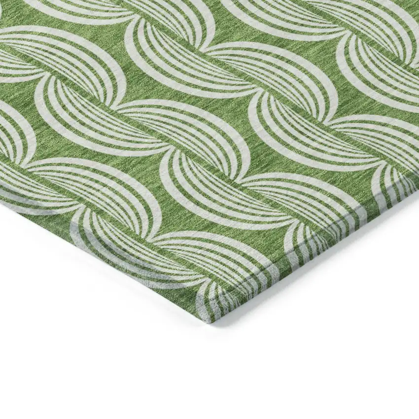 Green And Ivory Ogee Washable Indoor Outdoor Area Rug Photo 4