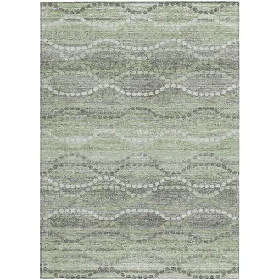 Green And Ivory Ogee Washable Indoor Outdoor Area Rug Photo 4