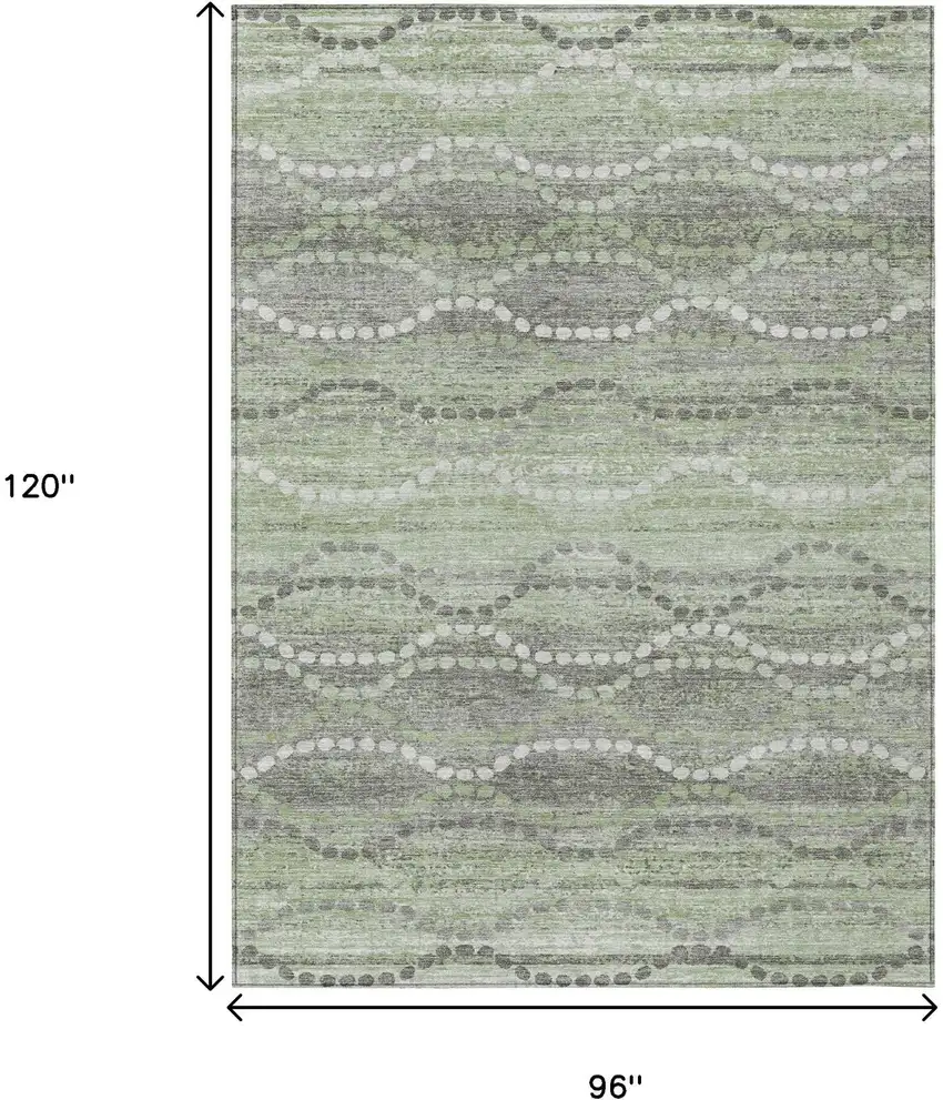 Green And Ivory Ogee Washable Indoor Outdoor Area Rug Photo 8