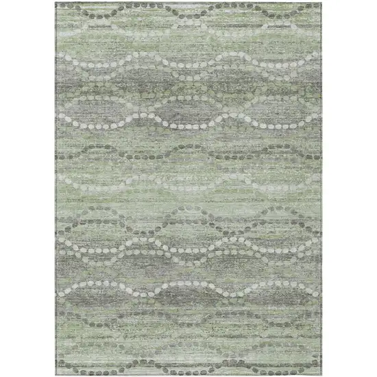 Green And Ivory Ogee Washable Indoor Outdoor Area Rug Photo 1