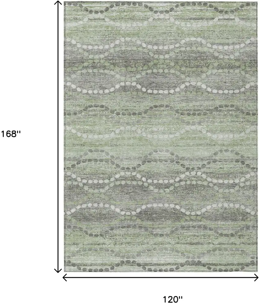 Green And Ivory Ogee Washable Indoor Outdoor Area Rug Photo 9
