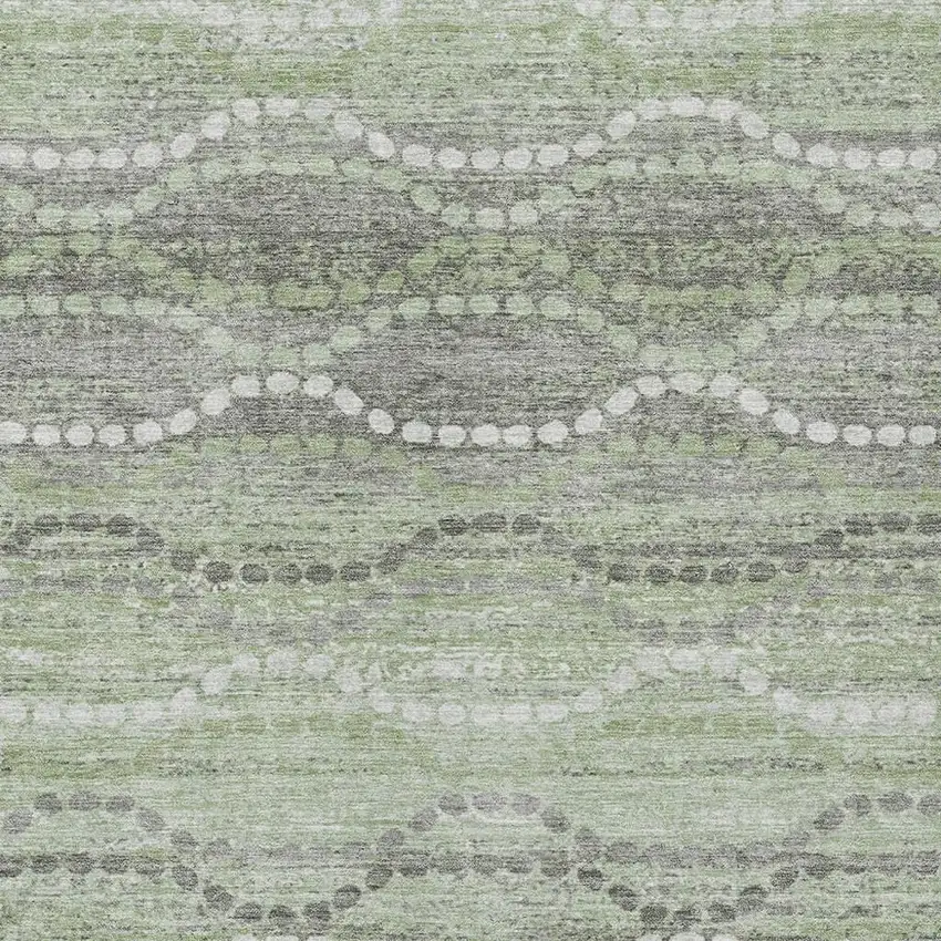 Green And Ivory Ogee Washable Indoor Outdoor Area Rug Photo 6