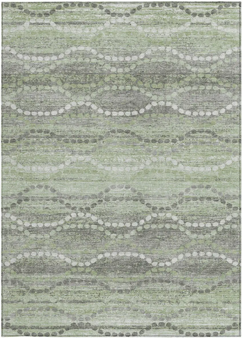 Green And Ivory Ogee Washable Indoor Outdoor Area Rug Photo 3