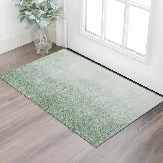 Green And Ivory Ombre Washable Area Rug With UV Protection Photo 1