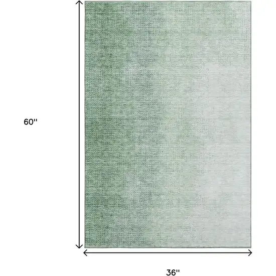 Green And Ivory Ombre Washable Area Rug With UV Protection Photo 3