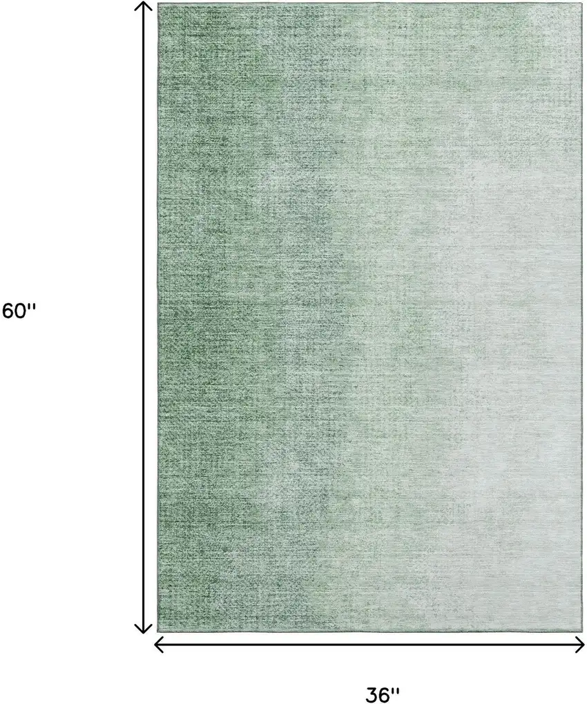 Green And Ivory Ombre Washable Area Rug With UV Protection Photo 3