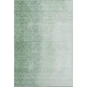Photo of Green And Ivory Ombre Washable Area Rug With UV Protection