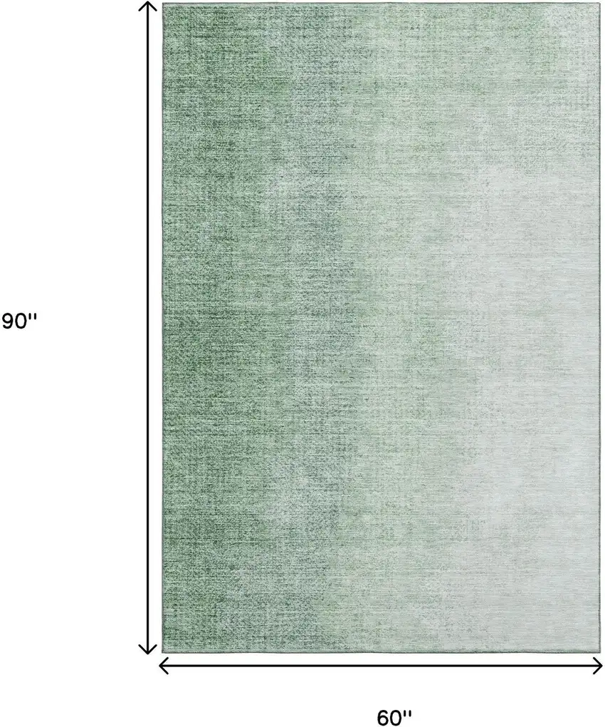 Green And Ivory Ombre Washable Area Rug With UV Protection Photo 3